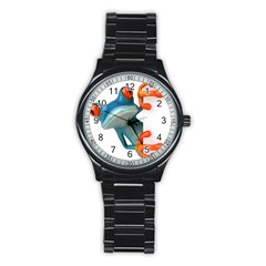 Tree Frog Illustration Stainless Steel Round Watch