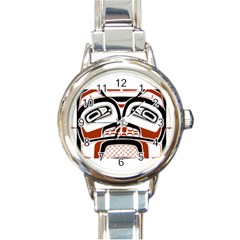 Traditional Northwest Coast Native Art Round Italian Charm Watch by Sapixe