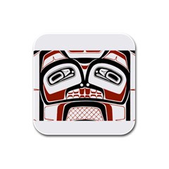 Traditional Northwest Coast Native Art Rubber Square Coaster (4 Pack)  by Sapixe