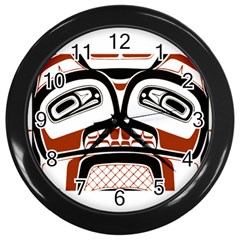 Traditional Northwest Coast Native Art Wall Clocks (black) by Sapixe