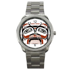 Traditional Northwest Coast Native Art Sport Metal Watch by Sapixe