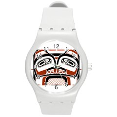 Traditional Northwest Coast Native Art Round Plastic Sport Watch (m) by Sapixe