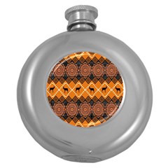 Traditiona  Patterns And African Patterns Round Hip Flask (5 Oz) by Sapixe