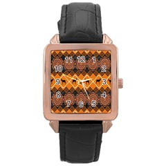 Traditiona  Patterns And African Patterns Rose Gold Leather Watch  by Sapixe