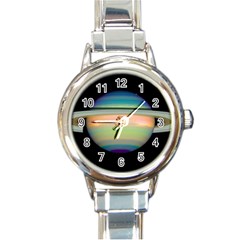 True Color Variety Of The Planet Saturn Round Italian Charm Watch by Sapixe