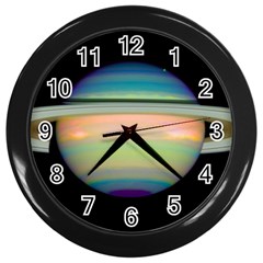 True Color Variety Of The Planet Saturn Wall Clocks (black) by Sapixe