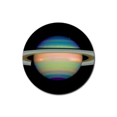 True Color Variety Of The Planet Saturn Rubber Coaster (round)  by Sapixe