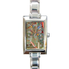 Traditional Korean Painted Paterns Rectangle Italian Charm Watch by Sapixe