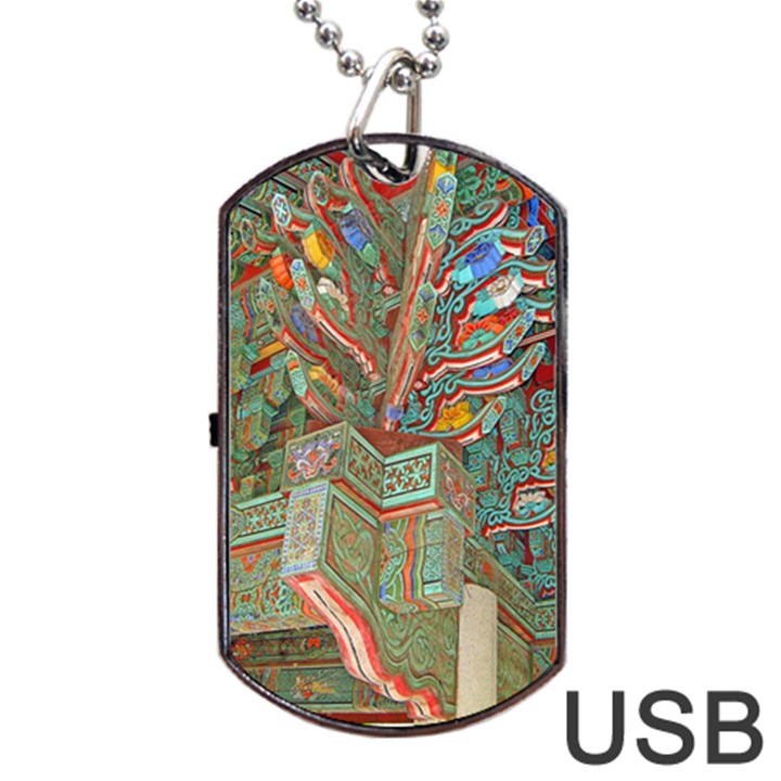 Traditional Korean Painted Paterns Dog Tag USB Flash (One Side)