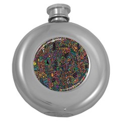 Trees Internet Multicolor Psychedelic Reddit Detailed Colors Round Hip Flask (5 Oz) by Sapixe