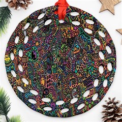 Trees Internet Multicolor Psychedelic Reddit Detailed Colors Ornament (round Filigree) by Sapixe