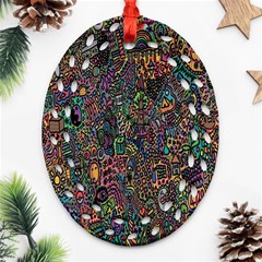 Trees Internet Multicolor Psychedelic Reddit Detailed Colors Ornament (oval Filigree) by Sapixe