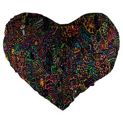 Trees Internet Multicolor Psychedelic Reddit Detailed Colors Large 19  Premium Heart Shape Cushions