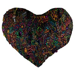 Trees Internet Multicolor Psychedelic Reddit Detailed Colors Large 19  Premium Flano Heart Shape Cushions by Sapixe