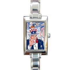 United States Of America Celebration Of Independence Day Uncle Sam Rectangle Italian Charm Watch by Sapixe