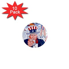 United States Of America Celebration Of Independence Day Uncle Sam 1  Mini Magnet (10 Pack)  by Sapixe