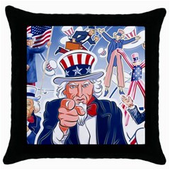 United States Of America Celebration Of Independence Day Uncle Sam Throw Pillow Case (black) by Sapixe