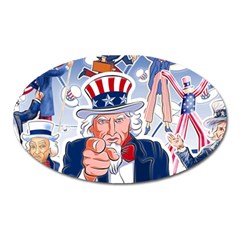 United States Of America Celebration Of Independence Day Uncle Sam Oval Magnet by Sapixe