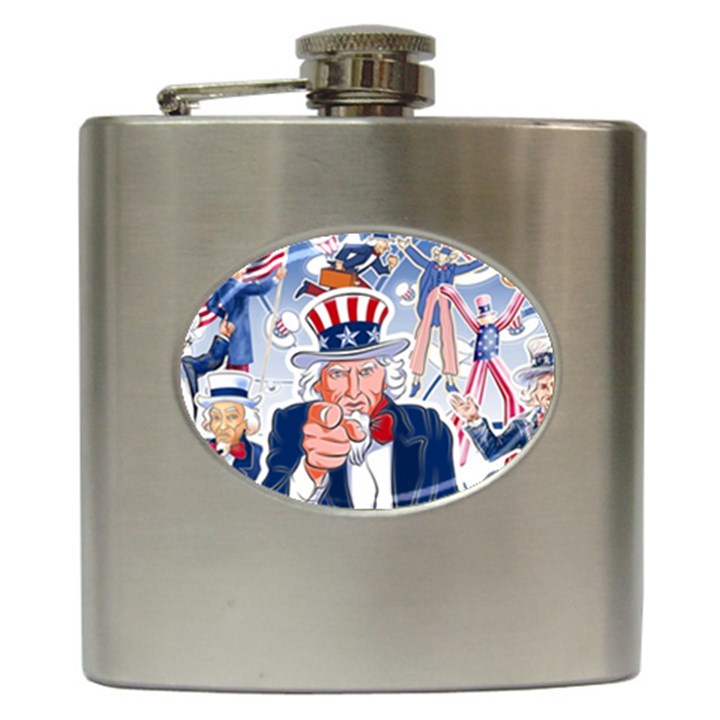 United States Of America Celebration Of Independence Day Uncle Sam Hip Flask (6 oz)