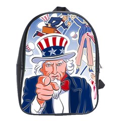 United States Of America Celebration Of Independence Day Uncle Sam School Bag (large) by Sapixe