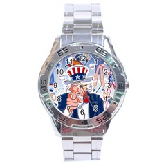 United States Of America Celebration Of Independence Day Uncle Sam Stainless Steel Analogue Watch by Sapixe