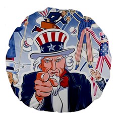 United States Of America Celebration Of Independence Day Uncle Sam Large 18  Premium Flano Round Cushions by Sapixe