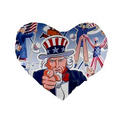 United States Of America Celebration Of Independence Day Uncle Sam Standard 16  Premium Flano Heart Shape Cushions by Sapixe