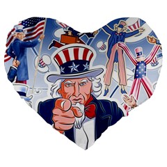 United States Of America Celebration Of Independence Day Uncle Sam Large 19  Premium Flano Heart Shape Cushions by Sapixe