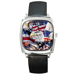 United States Of America Images Independence Day Square Metal Watch by Sapixe