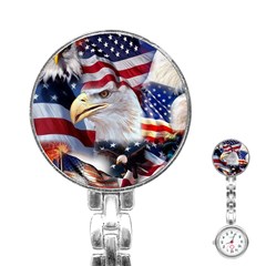 United States Of America Images Independence Day Stainless Steel Nurses Watch by Sapixe