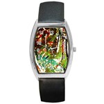 April   Birds Of Paradise Barrel Style Metal Watch Front