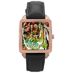 April   Birds Of Paradise Rose Gold Leather Watch  by bestdesignintheworld