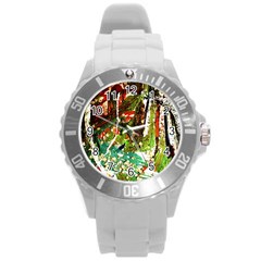 April   Birds Of Paradise Round Plastic Sport Watch (l) by bestdesignintheworld