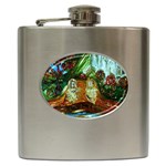 royal marine with stone lions Hip Flask (6 oz) Front