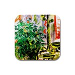 plant in the room  Rubber Square Coaster (4 pack)  Front