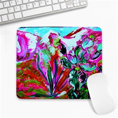 Desrt Blooming With Red Cactuses Large Mousepads by bestdesignintheworld