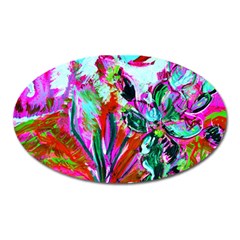 Desrt Blooming With Red Cactuses Oval Magnet by bestdesignintheworld