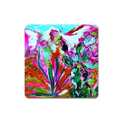 Desrt Blooming With Red Cactuses Square Magnet by bestdesignintheworld