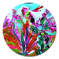 Desrt Blooming With Red Cactuses Magnet 5  (round) by bestdesignintheworld