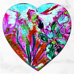 Desrt Blooming With Red Cactuses Jigsaw Puzzle (heart) by bestdesignintheworld