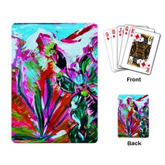 Desrt Blooming With Red Cactuses Playing Card by bestdesignintheworld