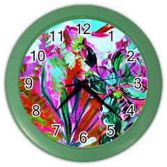 Desrt Blooming With Red Cactuses Color Wall Clocks by bestdesignintheworld