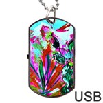 desrt blooming with red cactuses Dog Tag USB Flash (Two Sides) Front