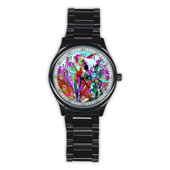 Desrt Blooming With Red Cactuses Stainless Steel Round Watch by bestdesignintheworld