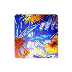 Ceramic Jur And Sunlowers Square Magnet by bestdesignintheworld