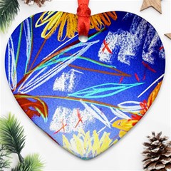 ceramic jur and sunlowers Heart Ornament (Two Sides)