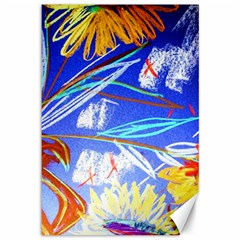 Ceramic Jur And Sunlowers Canvas 12  X 18   by bestdesignintheworld