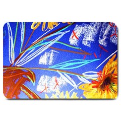 Ceramic Jur And Sunlowers Large Doormat  by bestdesignintheworld