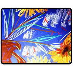 Ceramic Jur And Sunlowers Double Sided Fleece Blanket (medium)  by bestdesignintheworld