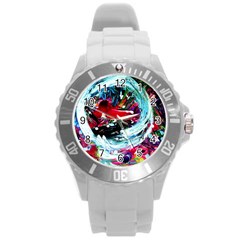 red aeroplane Round Plastic Sport Watch (L)